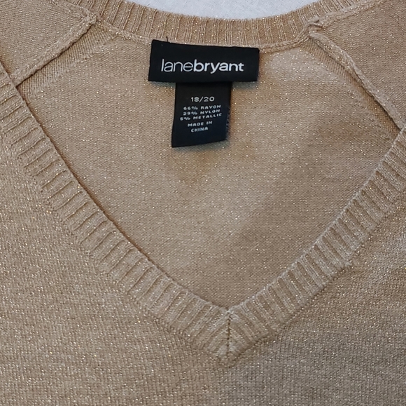 Metallic Gold Knit Sweater Lane Bryant 18 20 2x - Picture 6 of 6